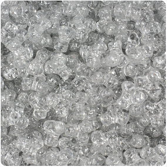 BeadTin Silver Sparkle 11mm TriBead Craft Beads (500pcs)