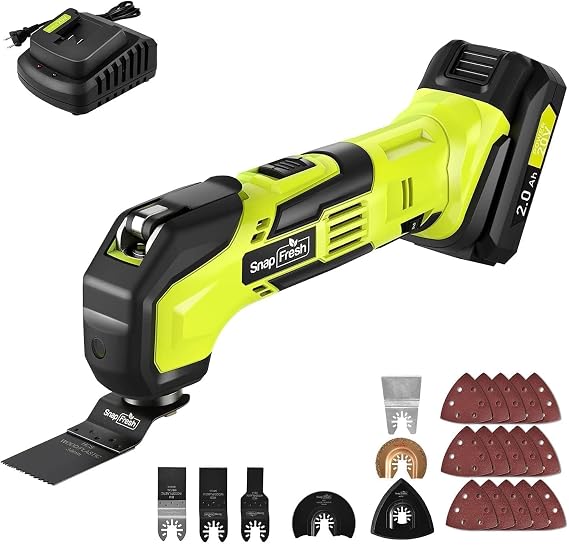 SnapFresh Cordless Oscillating Tool with 22pcs Accessories, 6 Speed Control