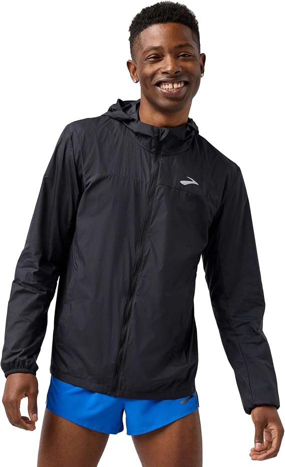 Brooks Men's Canopy Packable Jacket, Water Resistant UPF 50& Reflective