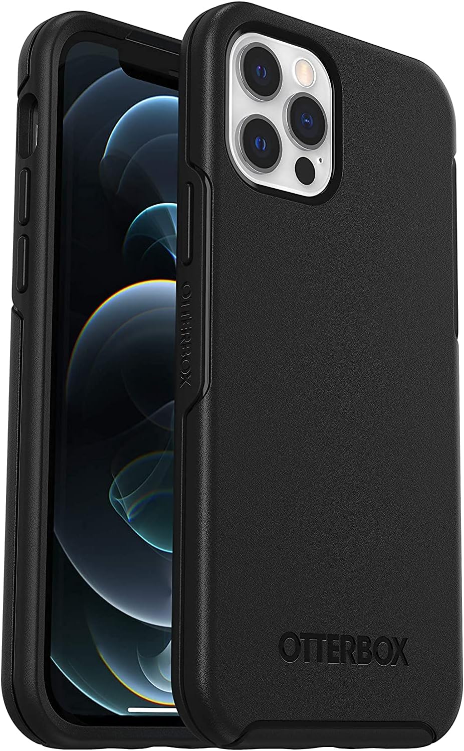OtterBox Symmetry Case for iPhone 12  iPhone 12 Pro, Shockproof, Drop proof, Protective Thin Case, 3x Tested to Military Standard, Antimicrobial Protection, Black
