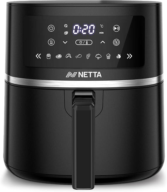 NETTA 5.7L Digital Air Fryer - Digital Screen, Adjustable Temperature and Timer, Drawer and Detachable Non-Stick Frying Tray - Healthier Oil-Free Cooking at Home