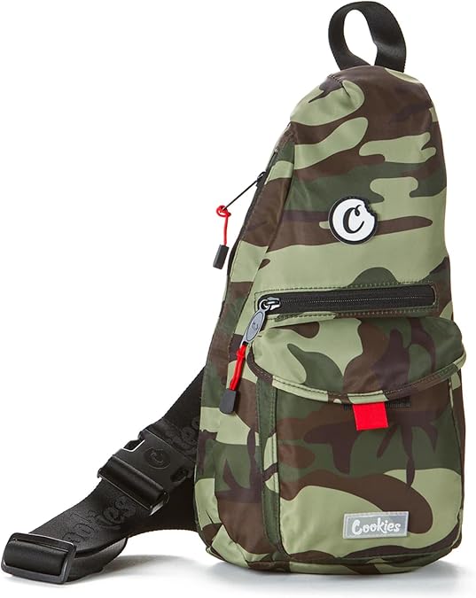 COOKIES Travel Sling Bag 7.1 L - Unisex Crossbody Bag for Men & Women, Lightweight Shoulder Bag for Hiking & Travel - Green Camo