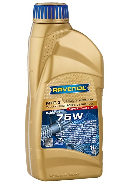 RAVENOL J1C1003 MTF-3 SAE 75W Full Syn Gear Oil - 1 Liter for MT Trans, Di