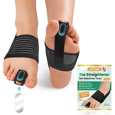 Hammer Toe Corrector for Women & Men – 1 Pack Adjustable toe straightener for Curled, Broken, or Crooked Toes – Includes Cushioned Wraps &Toe Splint for Pain Relief & Recovery