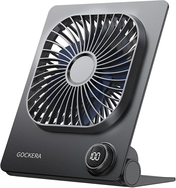 Desk Fan, 6.61''Ultra-thin 5000mAh Battery Powered Fan with Powerful Wind,100 Speeds Adjustable&Digital Display,Timer,Ultra-quiet Small Portable Fan for Bedroom,Office,Travel,Summer Essentials