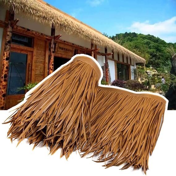 Artificial Thatch Grass Straw Roof Thatch Panels Huts Roofing Thatch Tile Palm Thatch Roll Mexican Style Thatch Roofs for Garden Patio(8m/26.2ft)