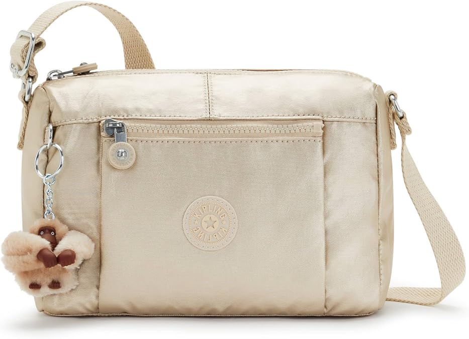 Kipling Wes Metallic Crossbody Bag Starry Gold Metallic