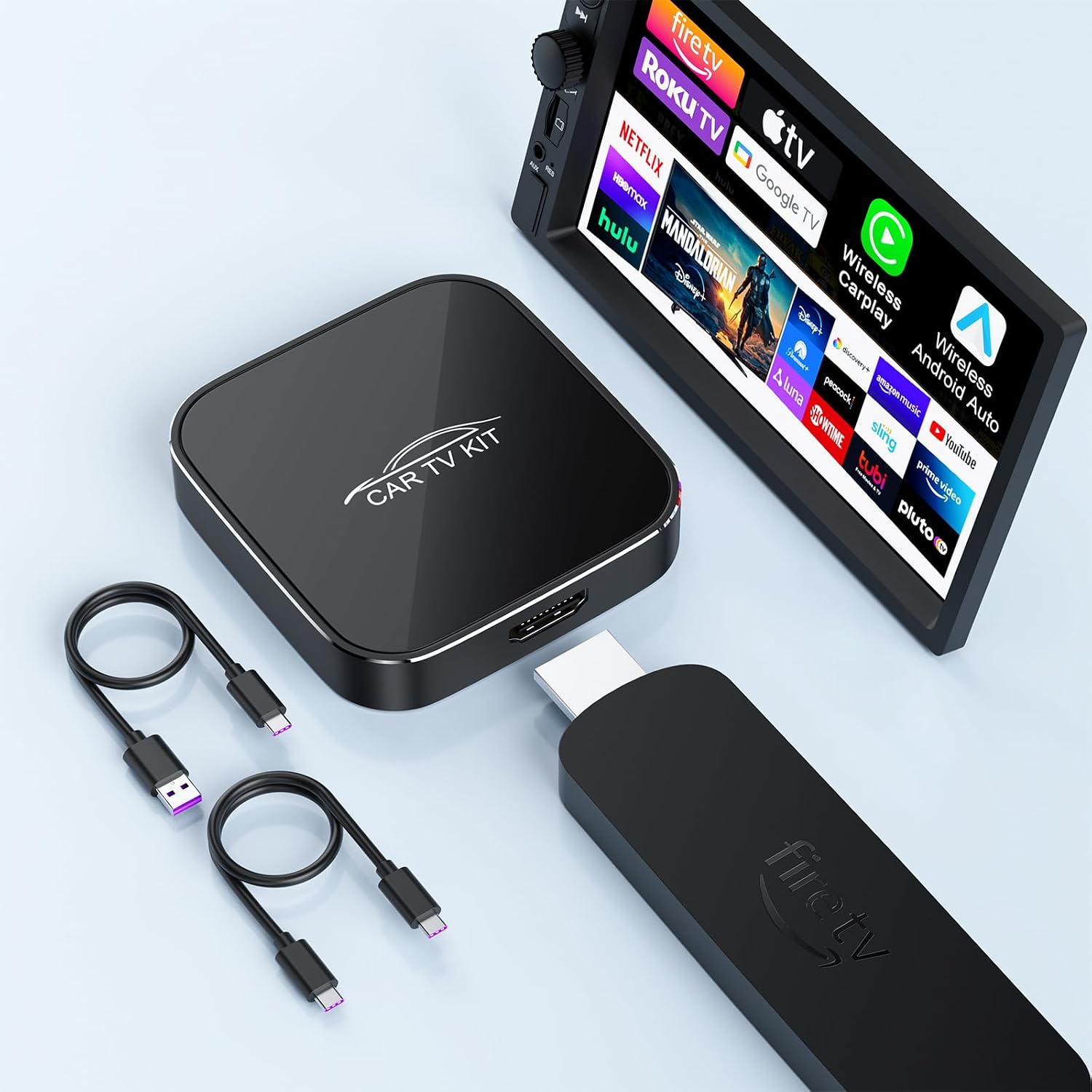 Car TV Mate Pro 2025, 3 in 1 Wireless Carplay Adapter & Android Auto Adapter, HDMI Multimedia TV Stick Converter, Cast Fire T VGameYouTubeNetflix to Car for Wired CarPlay, iPhone Magic Video Box