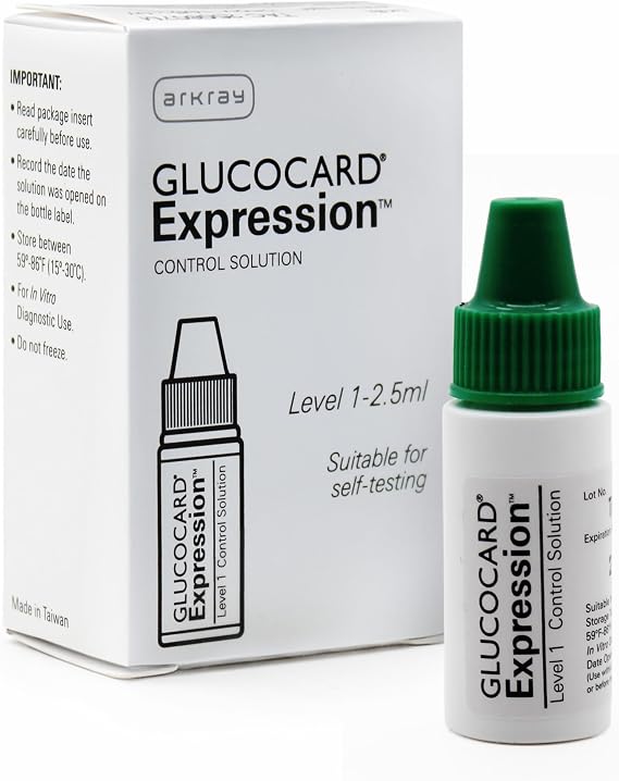 ARKRAY GLUCOCARD Expression Control Solution for Glucose Meter, Level 1 Accuracy Check for Blood Glucose Meter and Test Strips, 2.5 ml Vial, 1 Count