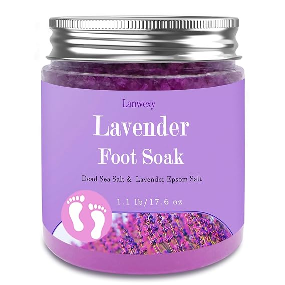 Lavender Foot Soak with Epsom Salt and Sea Salt. Organic Natural Handmade Spa Pedicure Care For Foot Callus, Dry Cracked, Tired Feet, Stubborn Foot Odor Scent.(1.1 Lbs)