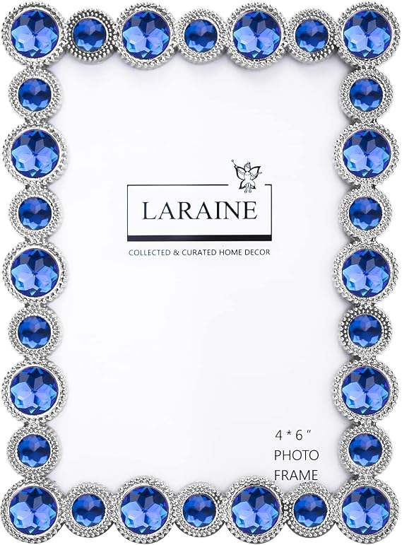 LARAINE Picture Photo Frame 4x6 Crystal Metal High Definition (Blue, 4x6)