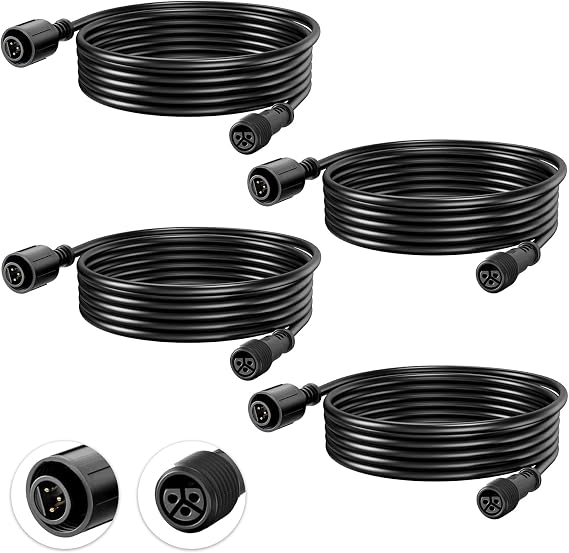 4 Pack 6.5FT 3-PIN Extension Cords for RGBW Landscape Lights | 3 Core Wire Outdoor Lighting Extension Cable, Only Compatible with SUNTHIN RGBW Landscape Spotlights