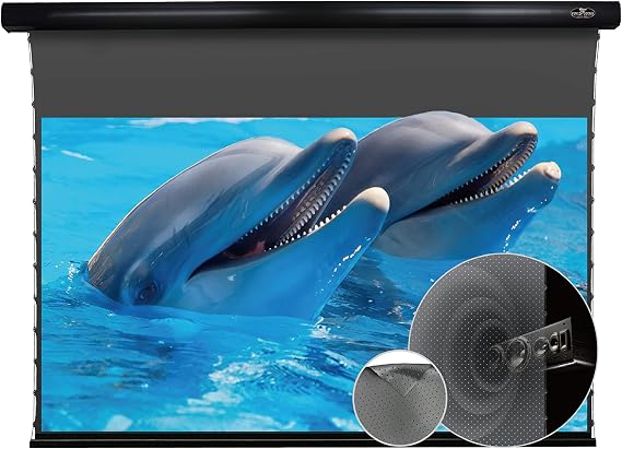 VIVIDSTORM-Slimline Tab-tensioned Screens,Sound Transparent Obsidian Long Focus ALR Screen,16: 9 Home Theatre System Compatible with Lumen up to 2500ANSI Short Throw Projector,VBMSLPALR84H