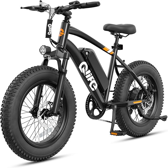 Qlife Racer Fat Tire Electric Bike for Adults, 48V 10.4AH Removable Battery with Peak 1500W Brushless Motor, 55 Miles Max Range, Electric Mountain Bike, 20X4.0 Step-Over E-MTB with 7-Speed