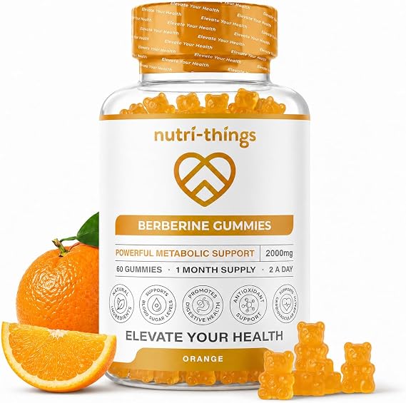 Berberine Gummies with Ceylon Cinnamon & Turmeric – High Strength Berberine HCL Supplement for Metabolic Support, Blood Sugar Balance – Vegan & Gluten-Free – 60 Gummies