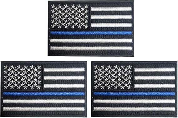 3 Pack American Thin Blue Line Flag Patch US Police Flag Embroidery Patch for Hats, Tactical Bags, Jackets, Clothes Patch Team Military Patch