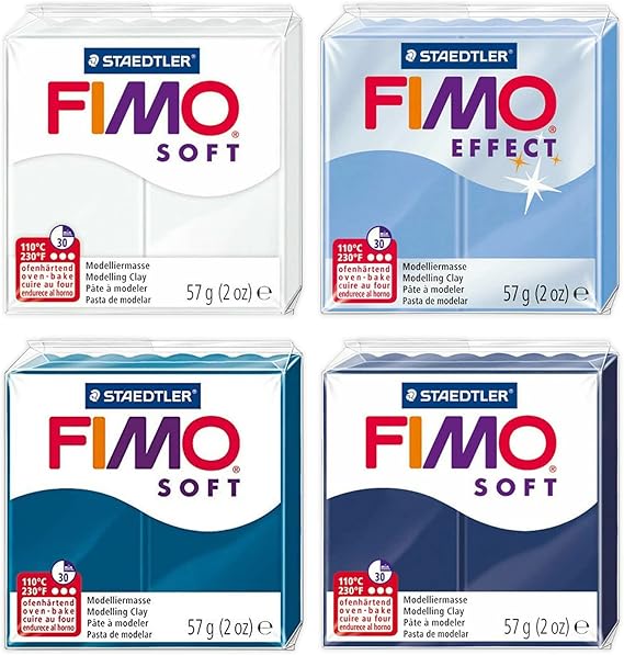 FIMO Soft & Effect Polymer Oven Modelling Clay - 57g - Set of 4 - The Snow & Ice Collection