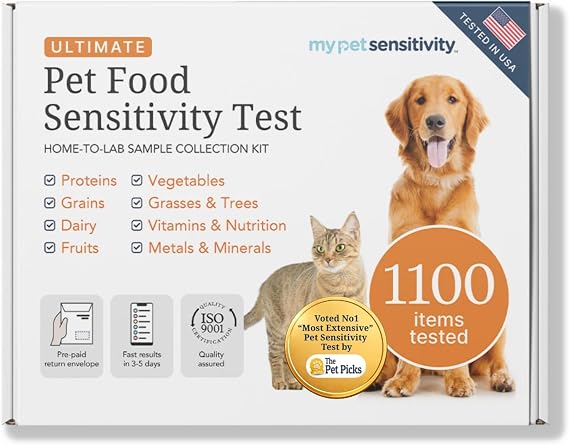 Intolerance Test for Dogs & Cats | 1,100 Items Tested | Hair Sample | Intolerance/Sensitivity test for your pet. Screens 1,100 food, environmental and nutritional items. Quick results in 35 days