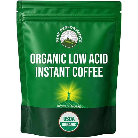 Peak Performance USDA Organic Instant Coffee. Low Acid & Smooth Taste