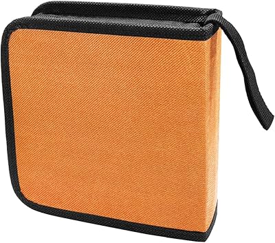 Car CD Case, 40 Capacity DVD Disc Storage Binder Wallet, Portable Hard Plastic CD Organizer, Zipper Protective CD Case Holder for Home, Car, Travel, Office Orange