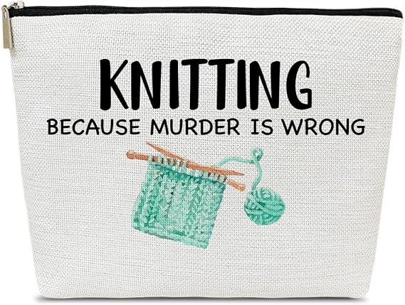 Funny Knitting Gifts Makeup Bag, Crocheting Gifts for Knitters Lovers, Women, Crocheter Supplies Stuff, Cosmetic Bag for Purse