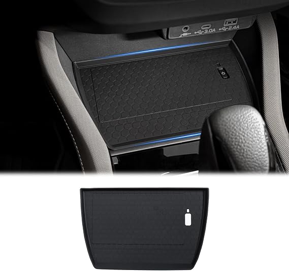 Wireless Charging Protective Mat Compatible with 2025 Subaru Forester | Center Console Interior Accessories Waterproof Silicone Protection Pad Black(Not for 2026)