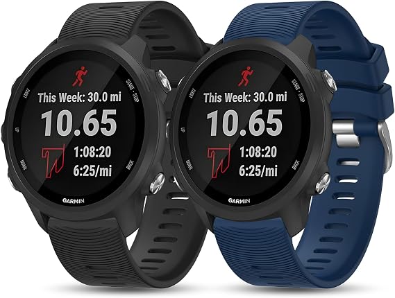 Garmin Forerunner 55 腕時計バンド 2個パック ソフトシリコンリストバンドストラップ Garmin Forerunner 245 ウォッチバンド レディース メンズ