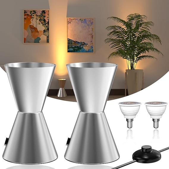 Uplighting Spotlight Uplights Indoor Floor Can Light, Floor Spot Lights with Foot Switch, Non-Dimmable, 6W 3000K Warm White, LED Floor Uplighters for Living Room Picture Artwork (2 Pack) [Energy Class A]
