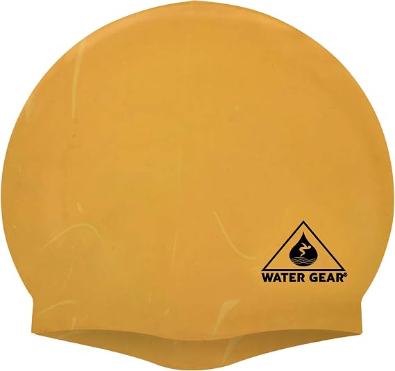 Water Gear Silicone Adult Swim Cap - Flexible Unisex Waterproof - Great for Short and Long Hair - Improve Your Performance - Women Men and Teens -Triathlon Swimmers and Athletes