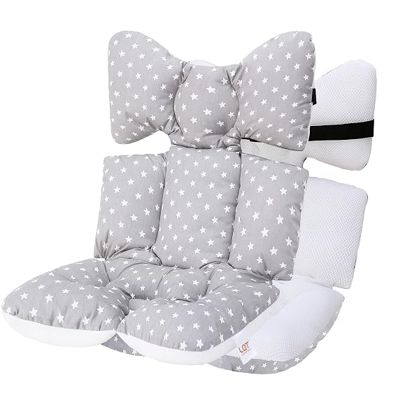 Baby Seat Pad Liner for StrollerSoft and Breathable,3D Air Mesh Cotton Universal Baby Stroller Cushion(Gray Stars)
