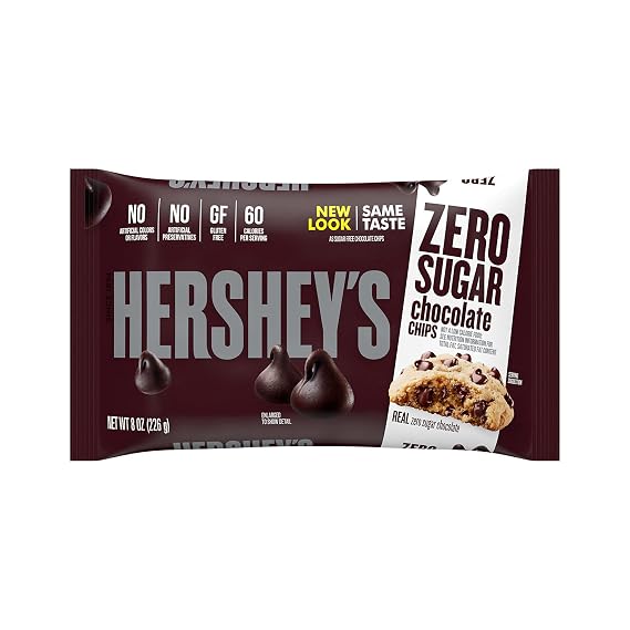 HERSHEY'S Zero Sugar Chocolate Baking Chips Bag, 8 oz