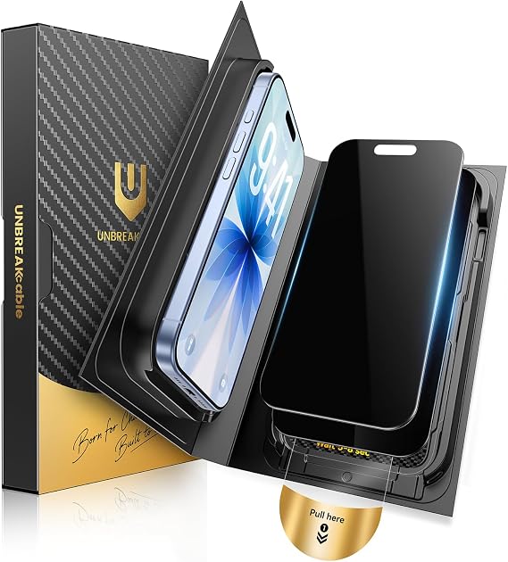 UNBREAKcable for iPhone 17 Privacy Screen Protector, QuickSet Box