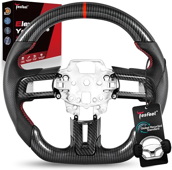 Hydro-Dip Carbon Fiber Steering Wheel for Ford Mustang 2015-2017