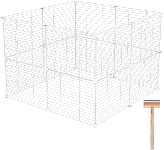 C&AHOME Pet Playpen, Small Animals Supplies, 16 Panels, 12" 15", White