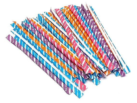 100 Pixy Silly Stix Sugar Candy Straws - Cherry - Blue Raspberry - Grape - Orange