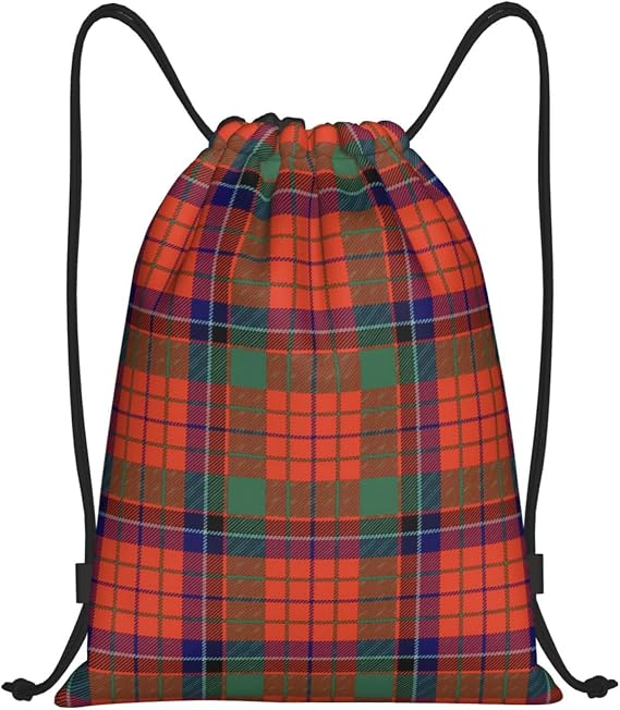 Drawstring Backpack String Bag Selkirk Tartan Sackpack for Sports Gym Smal