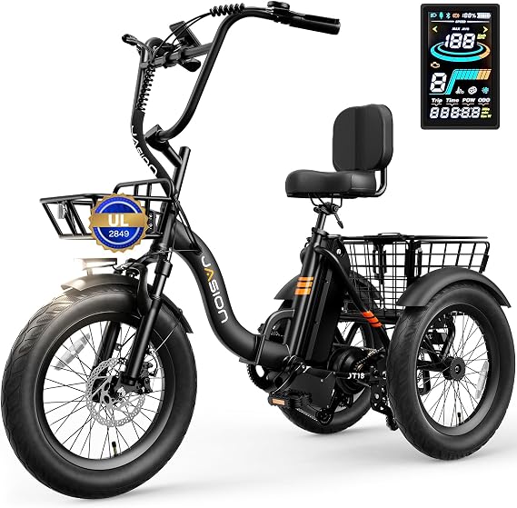 Jasion Electric Tricycle for Adults, Electric Trike 3 Wheel Electric Bike