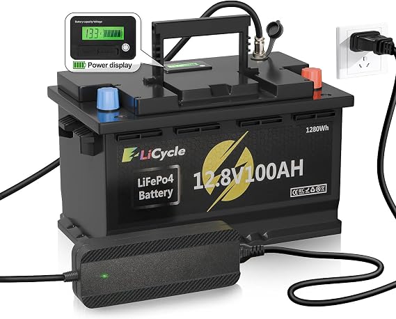 12V 100Ah LiFePO4 Battery, Lithium Battery with Built-in 100A BMS Features NTC and Low-Temperature Protection, 12 Volt Lithium Battery for Trolling Motor, RV, Grade A cell