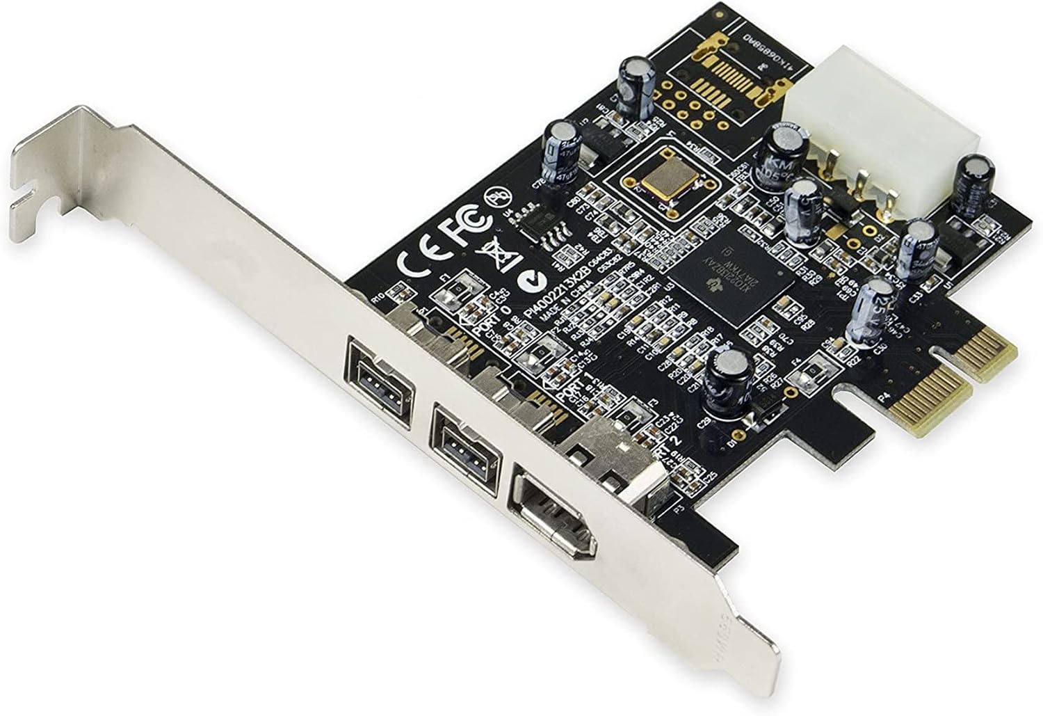 PEX30016 3 Port IEEE 1394 Firewire 1394B & 1394A PCIe 1.1 X1 Card TI XIO2213B Chipset Requires Legacy Driver, Black, 500229869