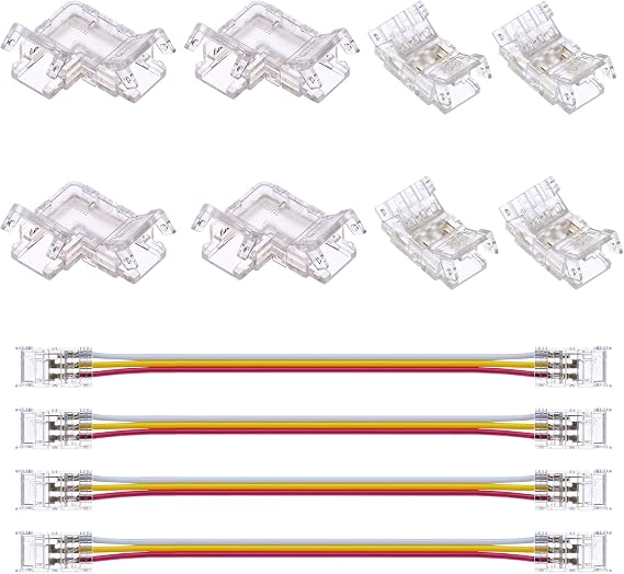 GOMING 3Pin 8mm/0.315in Board Width CCT COB LED Strip Connector Kit