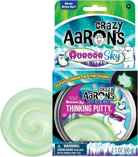 Crazy Aaron's Thinking Putty - Aurora Sky - Glow In The Dark Putty for Kids and Adults - Creative and Endless Fun, Stress Relief Therapy Toys, Never Dries Out