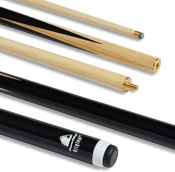 PowerGlide Snooker Pool or Billiard Cue Stick | Original 1 or 2-Piece 50/50 | Poplar Shaft with Painted Butt | 10mm Tip | Available in Junior Lengths 36" 42" 48" 52" or Adult 57" | Black, Blue or Red