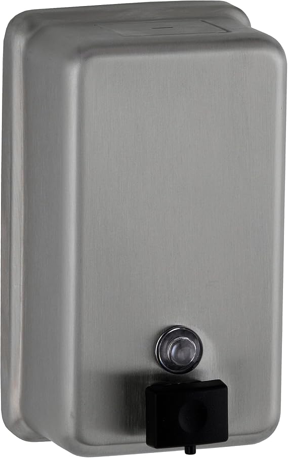 Bobrick Surface-Mounted Soap Dispenser, Vertical Tank Satin-Finish Stainless Steel (40-fl oz Capacity)
