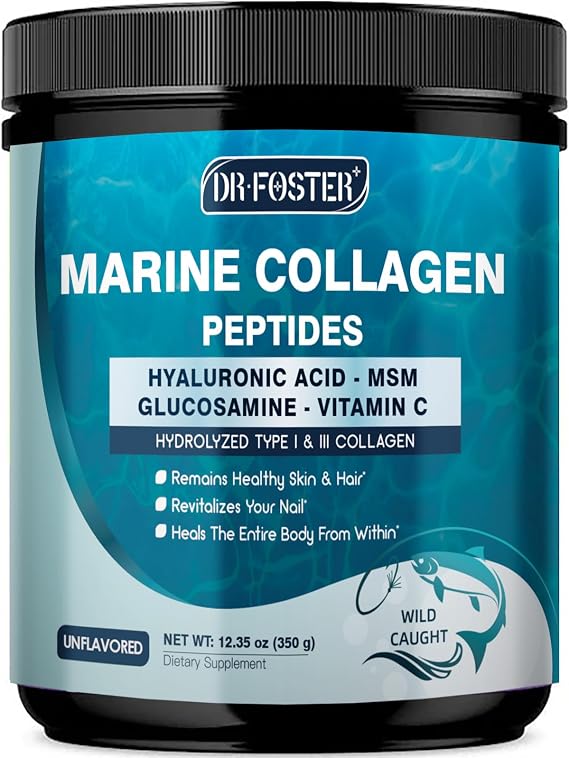 DRFOSTER Marine Collagen Peptides Powder, Multi Types I & III, 35 Servings