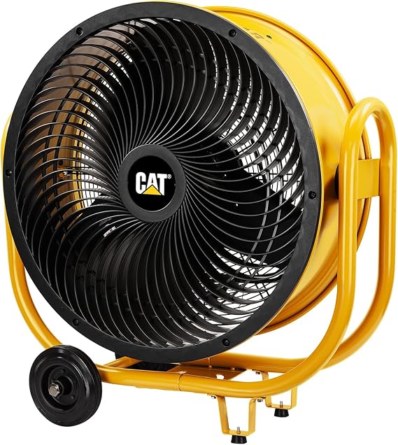 CAT fans - 24-Blade High-Velocity Industrial Drum Fan Industrial Grade (Yellow, 3-in-1): 6,500 CFM, 3-Speed, 360 Degree Adjustable Tilt, Dual Ball Bearing Motor with Die-Cast Cover (HVD-24AC)