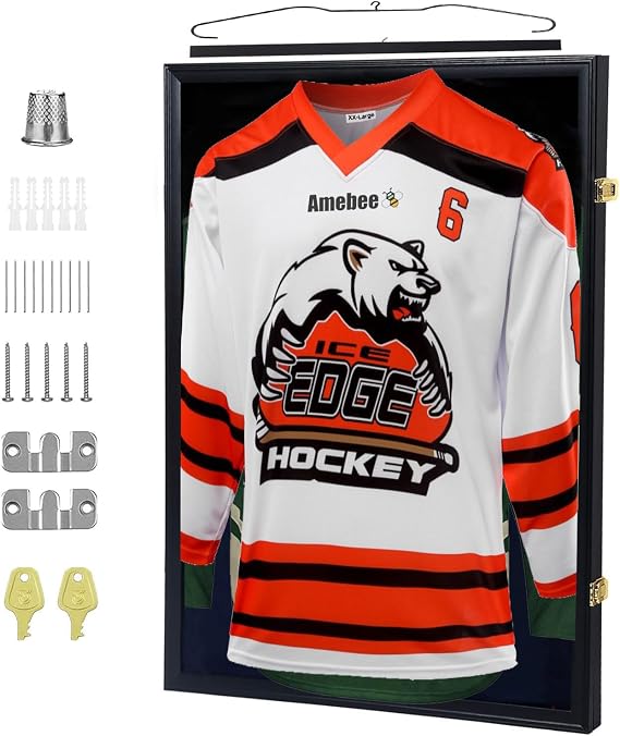 Extra Large Shirt Display Frame Wall Mount Cabinet Rack Holder Very Large Frame and Hanger for Baseball Basketball Football Hockey Shirt, Jersey & Memorable Display Rack Frame (Extra Large Frame)