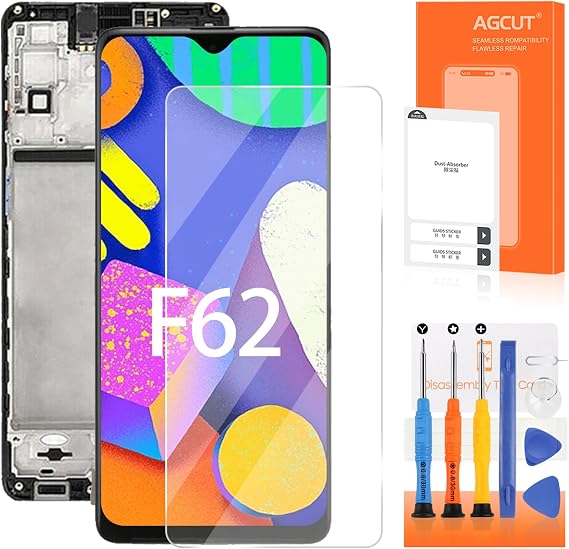 INCELL for Samsung M62/F62 Screen Replacement for Samsung F62 LCD Display SM-M625F SM-M625F/DS SM-E625F, SM-E625F/DS Screen Touch Digitizer Assembly Replacement Assembly with Frame