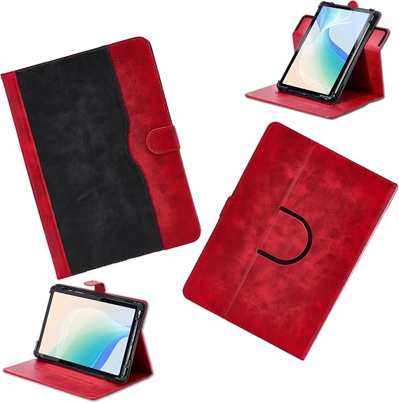 Case for G-Tab T11 10-Inch Tablet Case 360 Degree Rotation Multi-Viewing Angels PU Leather Stand Folio Cover Red