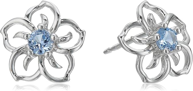 Amazon Collection Sterling Silver Sky Flower Stud Earrings