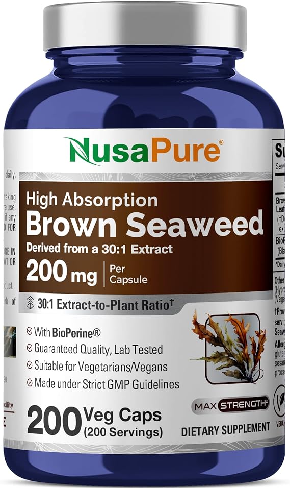 Brown Seaweed, Non-GMO, Vegan, 200mg, 200 Veg Capsules - 200 Servings